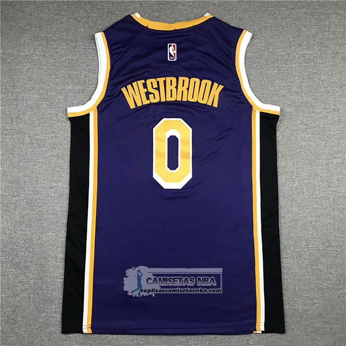 Camiseta Los Angeles Lakers Russell Westbrook NO 0 Statement 2021-22 Violeta